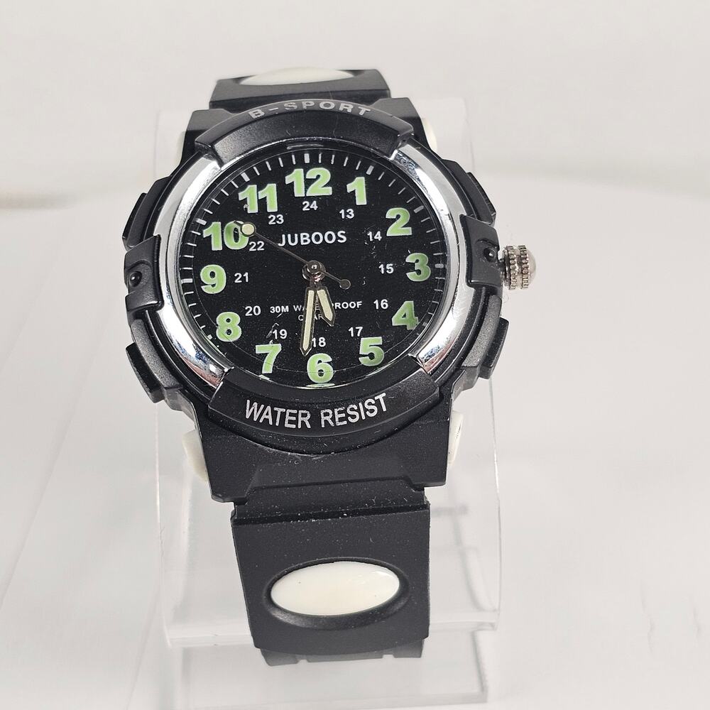 Juboos B-Sport Men's Analog Quartz Watch Black Green 37mm 30M Water Resistant